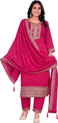 sthreevastra Embroidered Kurta, Trouser/Pant & Dupatta Set