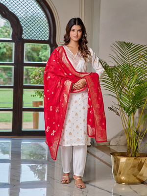 ZIBLON Embroidered Kurta, Trouser/Pant & Dupatta Set