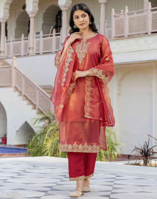 Tasrika Embellished, Embroidered Kurta, Salwar & Dupatta Set