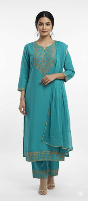 KASMIRRA Embroidered Kurta, Trouser/Pant & Dupatta Set
