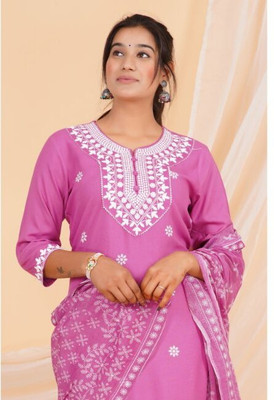 Jaipur fashion factory Embroidered Kurta, Trouser/Pant & Dupatta Set