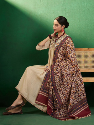 Sangria Embroidered Kurta, Trouser/Pant & Dupatta Set
