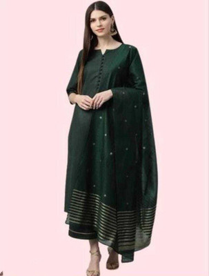AnAdhTex Self Design Kurta, Palazzo & Dupatta Set