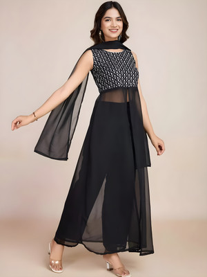 Moda Rapido Embroidered Kurta, Palazzo & Dupatta Set