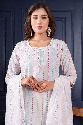 Fems Embroidered Kurta, Trouser/Pant & Dupatta Set