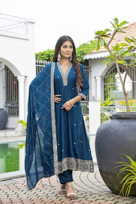 SIDDHESHWAR CREATION Embroidered Anarkali Kurta, Bottom & Dupatta Set