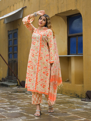 DIVENA Floral Print Kurta, Trouser/Pant & Dupatta Set