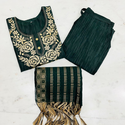 Tikkar Embroidered Kurta, Trouser/Pant & Dupatta Set