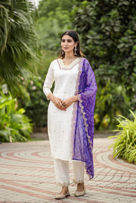 Zinsy Creation Embroidered Kurta, Trouser/Pant & Dupatta Set