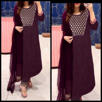 Roxworld Embroidered Kurta, Trouser/Pant & Dupatta Set