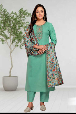 ZURIINTHREAD Embroidered Kurta, Churidar & Dupatta Set