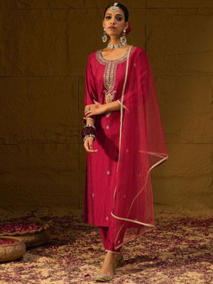 Varni Enterprise Embroidered Kurta, Trouser/Pant & Dupatta Set