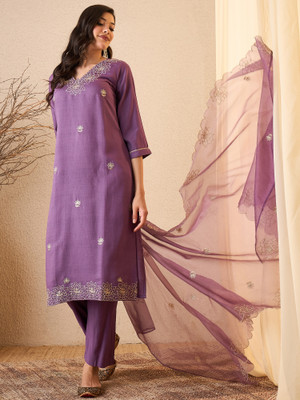 Royal Export Embroidered Kurta, Trouser/Pant & Dupatta Set