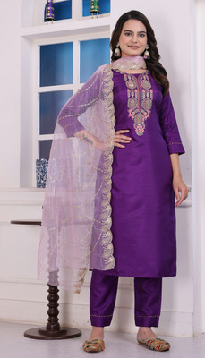 Avnisa Enterprise Embroidered Kurta, Trouser/Pant & Dupatta Set