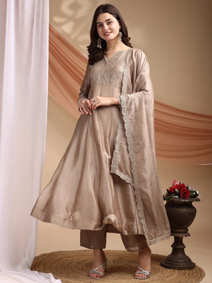 OMICRON FAB Embroidered Kurta, Palazzo & Dupatta Set