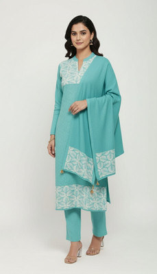 Woolkart Printed Kurta, Palazzo & Dupatta Set