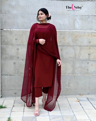 Noor Creation Solid Kurta, Trouser/Pant & Dupatta Set