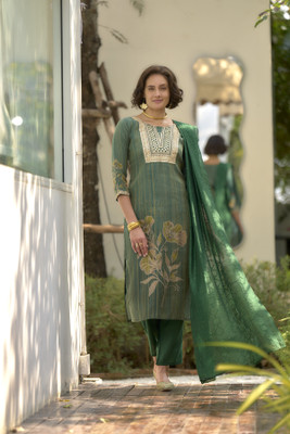 Shree Laxminarayan export Embroidered, Printed Kurta, Trouser/Pant & Dupatta Set