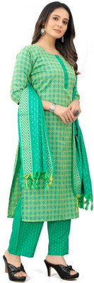 Sadiya Attire Geometric Print Kurta, Palazzo & Dupatta Set