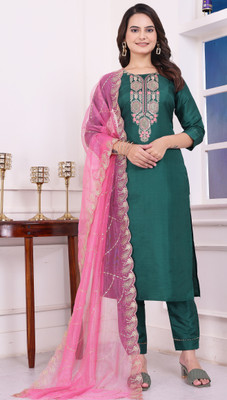 Avnisa Enterprise Embroidered Kurta, Trouser/Pant & Dupatta Set