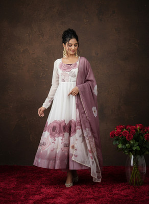 TRANDTIDE Printed Anarkali Kurta, Bottom & Dupatta Set