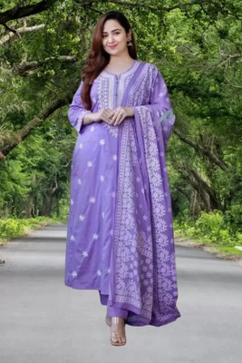 Celtic Fab Embroidered Kurta, Trouser/Pant & Dupatta Set