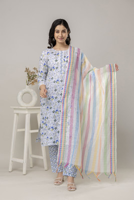 Saroj Attire Printed Kurta, Trouser/Pant & Dupatta Set
