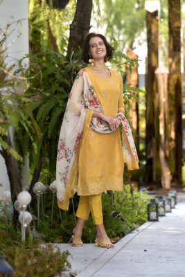Shree Laxminarayan export Embroidered, Self Design Kurta, Trouser/Pant & Dupatta Set