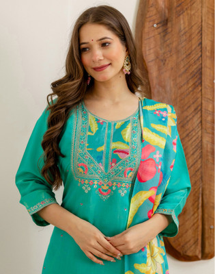 Skylee Embroidered Kurta, Salwar & Dupatta Set