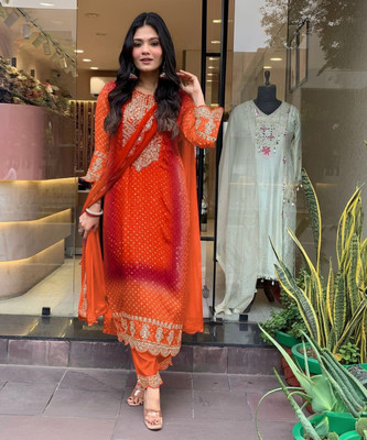 Tanvicreation Embroidered Kurta, Trouser/Pant & Dupatta Set