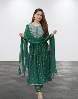 SEZNILA Printed Kurta, Palazzo & Dupatta Set