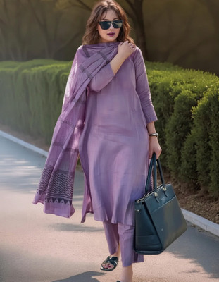 MirrorTrendz Solid Kurta, Trouser/Pant & Dupatta Set