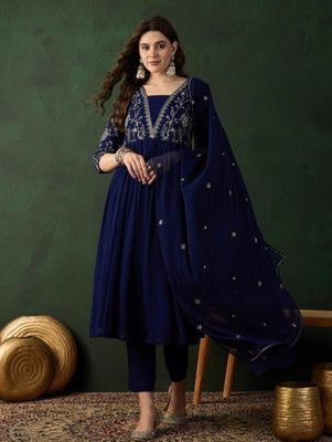 VKrishnaFashion Embroidered Kurta, Trouser/Pant & Dupatta Set