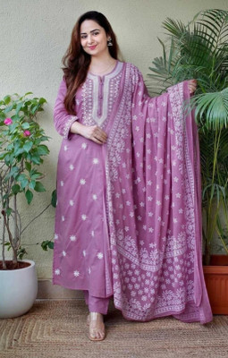 Claria Creation Embroidered Kurta, Trouser/Pant & Dupatta Set