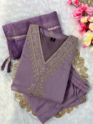 FABDEAL Embroidered Kurta, Trouser/Pant & Dupatta Set
