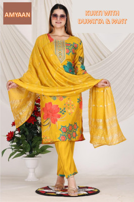 Amyaan Floral Print Kurta, Trouser/Pant & Dupatta Set