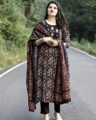 Get Styled Floral Print Kurta, Trouser/Pant & Dupatta Set
