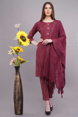 Shifa Textiles Striped Kurta, Trouser/Pant & Dupatta Set