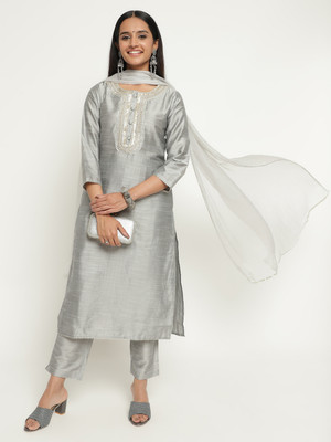 Angkor Embroidered Kurta, Trouser/Pant & Dupatta Set