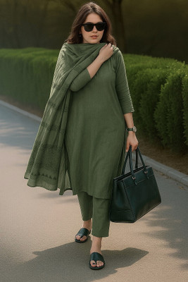 MirrorTrendz Solid Kurta, Trouser/Pant & Dupatta Set