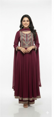 Kalyanis Raghav Fashion Embroidered Anarkali Kurta, Bottom & Dupatta Set