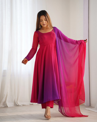 CULTISE QUEEN Solid Anarkali Kurta, Bottom & Dupatta Set