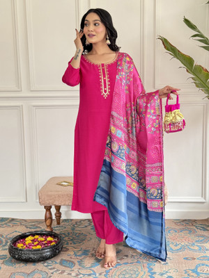 RN Fashion Embroidered Kurta, Trouser/Pant & Dupatta Set