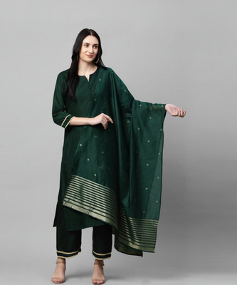 CreationRajvi Self Design, Polka Print Kurta, Palazzo & Dupatta Set