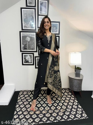 Varni Enterprise Embroidered Kurta, Trouser/Pant & Dupatta Set