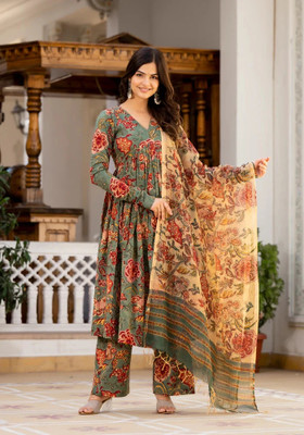 Leriya Fashion Printed Anarkali Kurta, Bottom & Dupatta Set