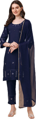greha Embroidered Kurta, Trouser/Pant & Dupatta Set