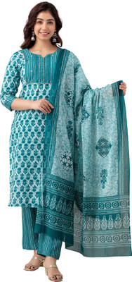 RaghviFab Floral Print Kurta, Trouser/Pant & Dupatta Set