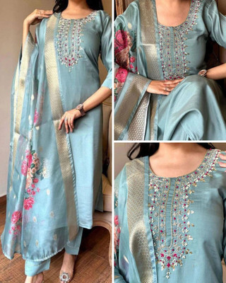 SEE CRAFT Embroidered Kurta, Trouser/Pant & Dupatta Set