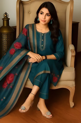 LULUCREATION Embroidered Kurta, Trouser/Pant & Dupatta Set